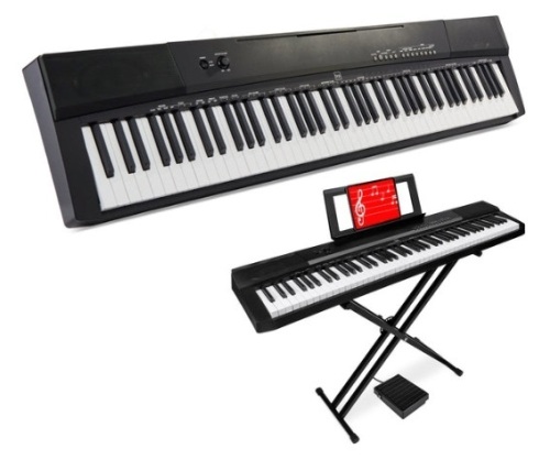 88-Key Digital Piano Set w/ Semi-Weighted Keys, Stand, Sustain Pedal - Lot 242