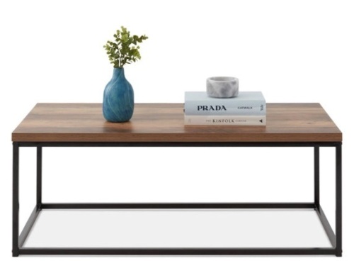 44in Modern Industrial Rectangular Wood Grain Coffee Table w/ Metal Frame, Brown - Lot 255