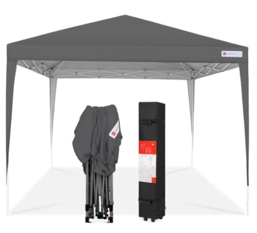 Outdoor Portable Pop Up Canopy Tent w/ Carrying Case, 10x10ft, Dark Gray - Lot 262