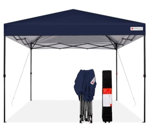 One-Person Setup Instant Pop Up Canopy w/ Wheeled Bag - 10x10ft, Blue - Lot 264