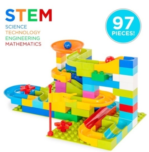 97-Piece Kids Create Your Own Marble Maze Run Racetrack Puzzle Game Set - Lot 271