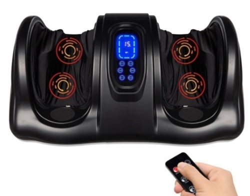 Therapeutic Foot Massager w/ High Intensity Rollers, Remote, 3 Modes, Black - Lot 292