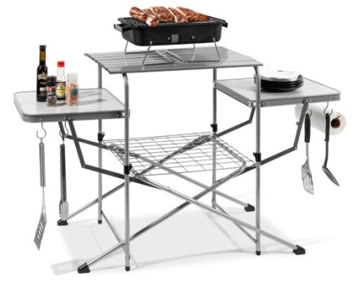 Portable Folding Grill Table w/ Carrying Case, 4 Utility Hooks - Lot 306