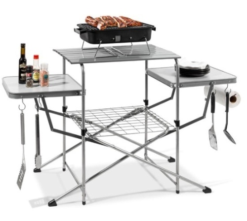 Portable Folding Grill Table w/ Carrying Case, 4 Utility Hooks - Lot 311