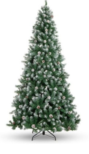 Pre-Decorated Christmas Tree w/ Pine Cones, Flocked Branch Tips, 7.5ft - Lot 324