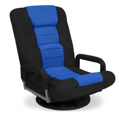 Gaming Floor Chair w/ 360-Degree Swivel, Armrest, Adjustable Backrest, Black/Blue - Lot 325