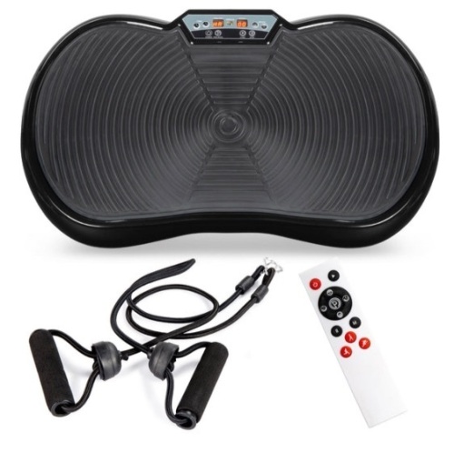 Vibration Plate Exercise Machine Full Body Fitness Platform w/ Bands, Black - Lot 347