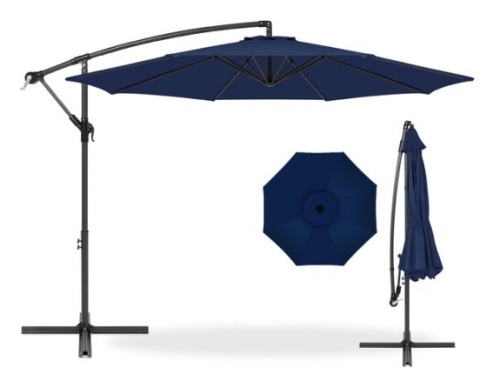 Offset Hanging Patio Umbrella - 10ft, Navy Blue - Lot 358