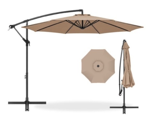 Offset Hanging Patio Umbrella - 10ft, Tan - Lot 359