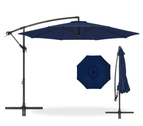 Offset Hanging Patio Umbrella - 10ft, Navy Blue - Lot 360