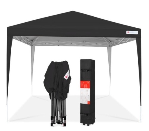 Outdoor Portable Pop Up Canopy Tent w/ Carrying Case, 10x10ft, Black - Lot 366
