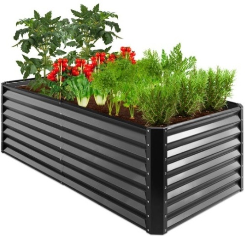 Outdoor Metal Raised Garden Bed for Vegetables, Flowers, Herbs - 6x3x2ft, Gray  - Lot 377