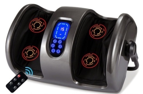 Reflexology Shiatsu Foot Massager w/ High-Intensity Rollers, Remote Control, Gray - Lot 380