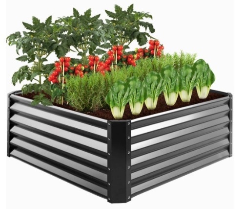 Outdoor Metal Raised Garden Bed for Vegetables, Flowers, Herbs - 4x4x1.5ft - Lot 384