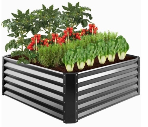 Outdoor Metal Raised Garden Bed for Vegetables, Flowers, Herbs - 4x4x1.5ft - Lot 385