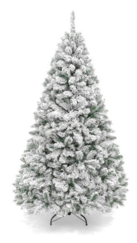 Premium Snow Flocked Artificial Pine Christmas Tree w/ Foldable Metal Base, 7.5ft  - Lot 391