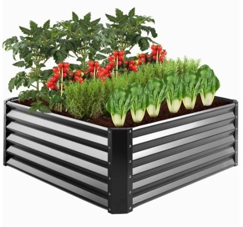 Outdoor Metal Raised Garden Bed for Vegetables, Flowers, Herbs - 4x4x1.5ft - Lot 386