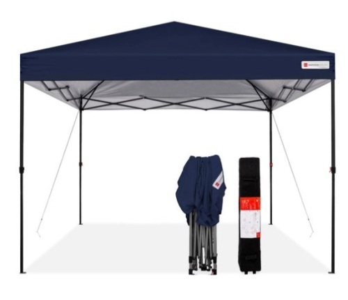 One-Person Setup Instant Pop Up Canopy w/ Wheeled Bag - 10x10ft, Blue - Lot 399