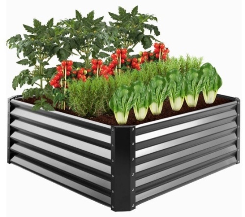 Outdoor Metal Raised Garden Bed for Vegetables, Flowers, Herbs - 4x4x1.5ft - Lot 406