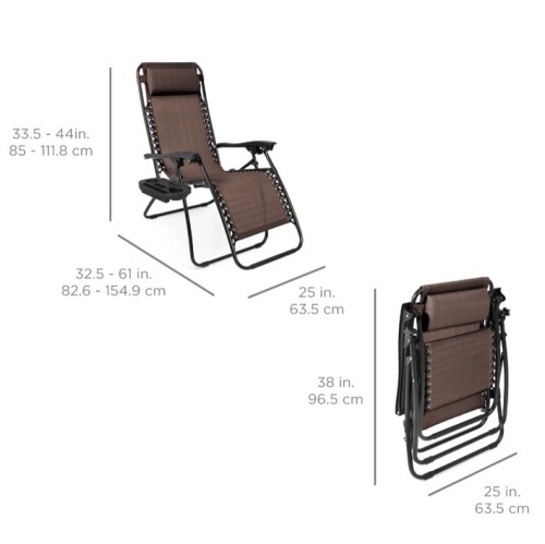BCP Set of 2 Adjustable Zero Gravity Patio Chair Recliners w/ Cup Holders SKY3243  - Lot 497