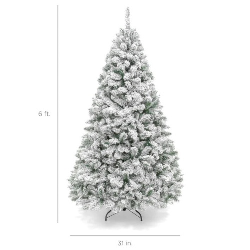 BCP Premium Snow Flocked Artificial Pine Christmas Tree w/ Foldable Metal Base, SKY4227 - Lot 502