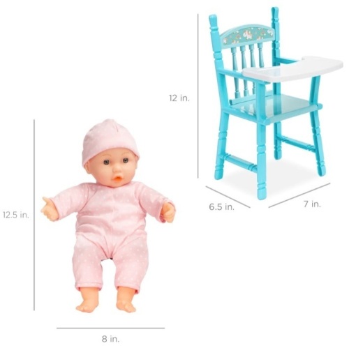 BCP Realistic Baby Doll with Soft Body, Highchair, Potty, Accessories - 12.5in, SKY5956 - Lot 505