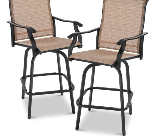 BCP Set of 2 Swivel Barstools w/ 360 Rotation, All-Weather Mesh, Tan, SKY6183  - Lot 507