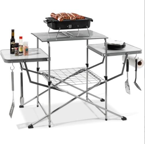 BCP Portable Folding Grill Table w/ Carrying Case, 4 Utility Hooks SKY2896 - Lot 519