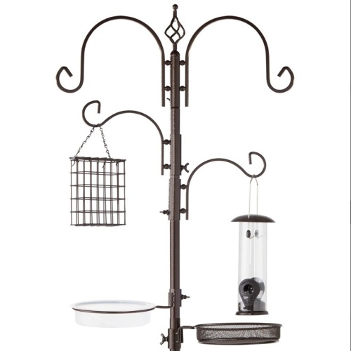 BCP 4-Hook Bird Feeding Station, Steel Feeder Stand w/ 2 Bird Feeders - 91in - Lot 522
