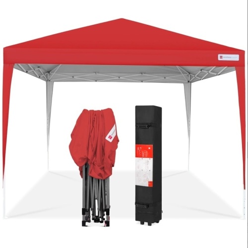 BCP Outdoor Portable Pop Up Canopy Tent w/ Carrying Case, 10x10ft, RED, SKY5766 - Lot 523