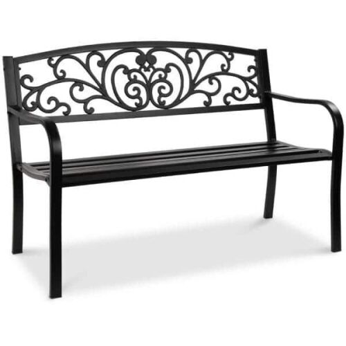 Steel Bench for Outdoor, Patio, Garden w/ Floral Design - 50in - Lot 274