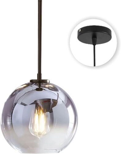 KCO Silver Glass Globe Hanging Pendant Ceiling Light, 20cm - Lot 557