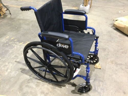Drive Medical Blue Streak Ultra-Lightweight Wheelchair With Flip-Backs Arms - Missing Foot Rests, Mousey-Needs Cleaned - Lot 695