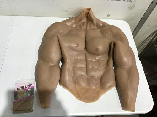 Silicone "Tough Guy" Upper Bodysuit with Wig Cap - Lot 989