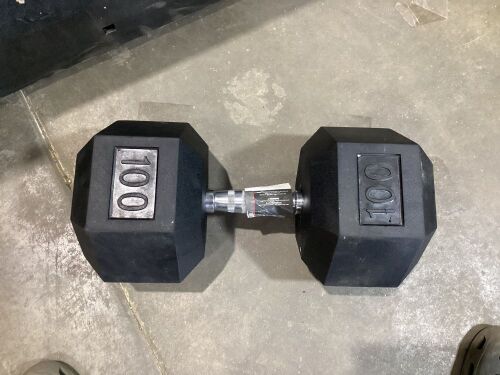 Weider 100lb Rubber Hex Dumbell - Lot 1137