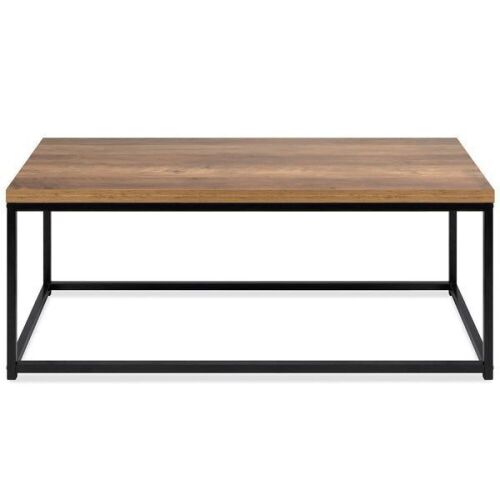 44in Modern Industrial Rectangular Wood Grain Coffee Table w/ Metal Frame - Lot 369
