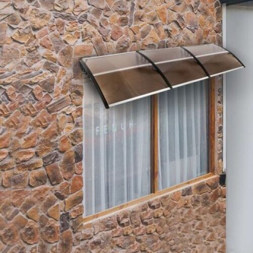40"x 120" Outdoor Polycarbonate Front Door Window Awning, Brown  - Lot 342