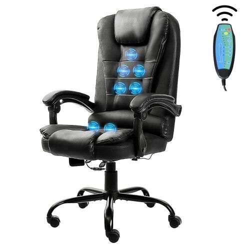 Ergonomic Massage Office Chair with 2-Point Vibration, Faux Leather - Lot 1055