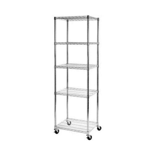 UltraDurable 5-Tier Steel Wire Shelving with Wheels 24x18x72in - Lot 829