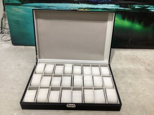LEADZM 24-Slot Watch Box, PU Leather Display with Removale Pillows - Lot 270