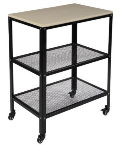 3-Tier Industrial Cart with Mesh Shelves and Wheels - Lot 839