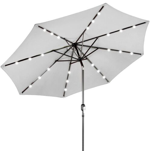 Solar LED Lighted Patio Umbrella w/ Tilt Adjustment, UV-Resistance - 10ft - Lot 923