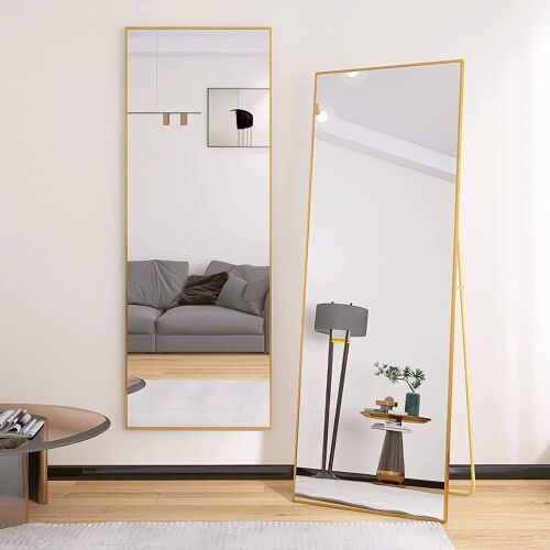 65" x 24" Full Length Standing Mirror with Metal Frame, Gold - Lot 592