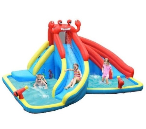 Multi-Color Inflatable Water Slide Crab Dual Slide Bounce House Splash Pool without Blower, Appears New, Retail $420.74 - Lot 8