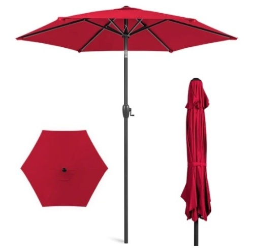 Outdoor Market Patio Umbrella w/ Push Button Tilt, Crank Lift - 7.5ft, Appears New - Lot 107