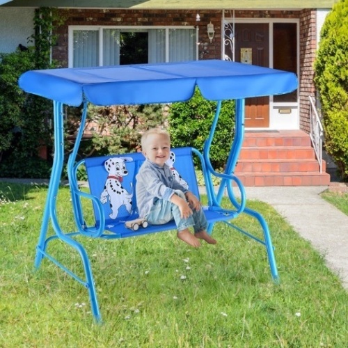 Outdoor Kids Patio Swing Bench With Canopy 2 Seats, Appears New, No Instructions, Retail $117.30 - Lot 118