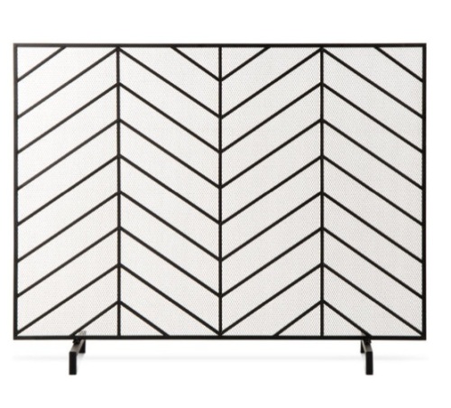 Single Panel Iron Chevron Fireplace Screen w/ Antique Finish - 38x31in, Appears New, Retail $74.99 - Lot 146