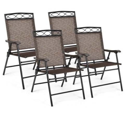 Set of 4 Black Folding Lawn Chair, Appears New, Retail $265.57 - Lot 161