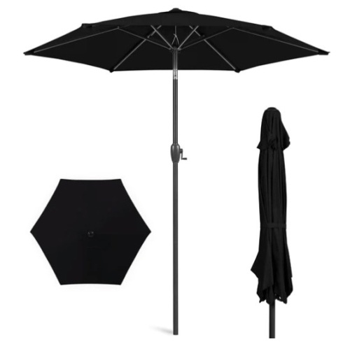 Outdoor Market Patio Umbrella w/ Push Button Tilt, Crank Lift - 7.5ft, Appears New/Box Damaged - Lot 186