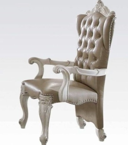 Versailles PU Dining Arm Chair, Bone White (Set of 2), Box Damaged, Appears New, Retail $2,244.00 - Lot 564